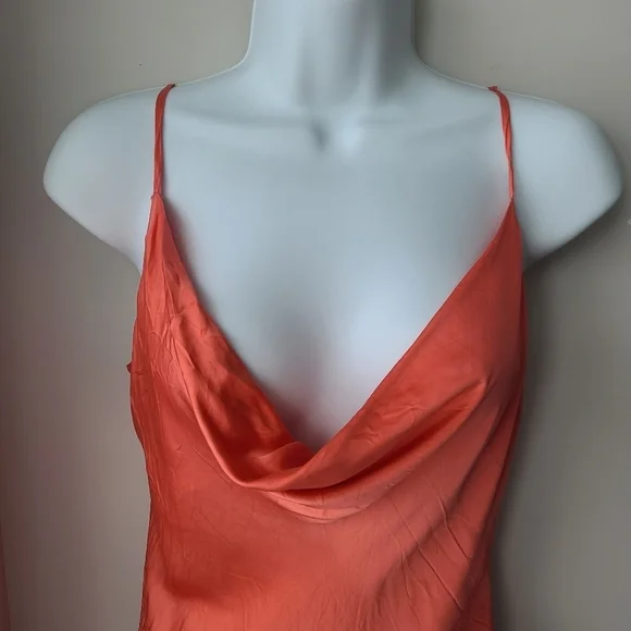 Aritzia Wilfred Only Slip Dress Fresco Pink Cowl Neck Satin Sz Medium Spring - Picture 3 of 9